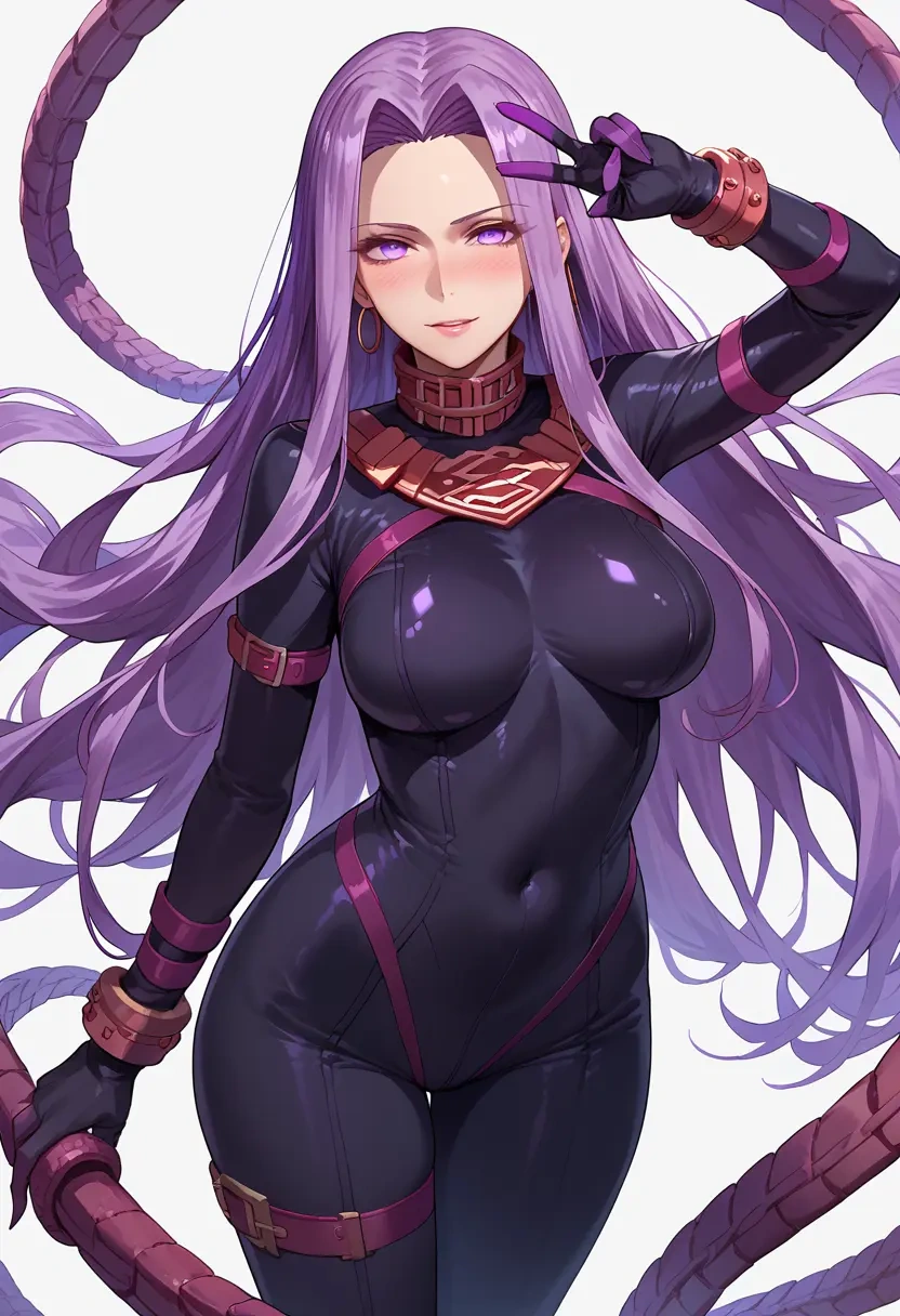 fate_(series),medusa_(fate),black widow bodysuit,spiderweb cape,leather gloves  - 