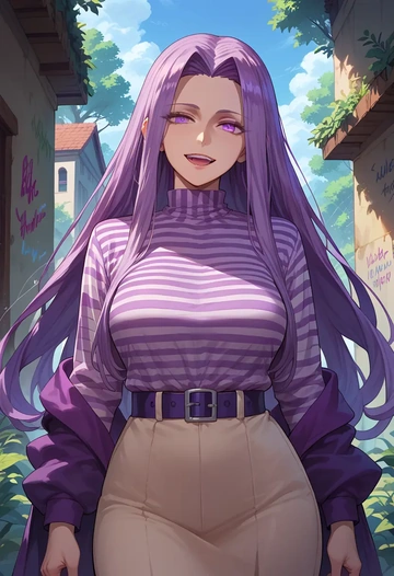 fate_(series),medusa_(fate),striped graffiti blouse,dolphin shorts  - AI generated anime art