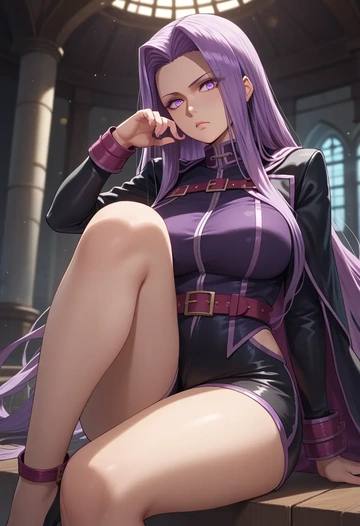 fate_(series),medusa_(rider)_(fate),leather,shorts  - AI generated anime art