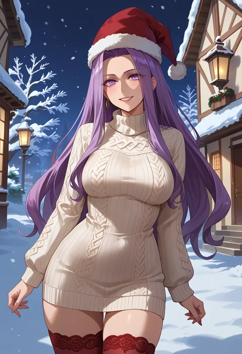 fate_(series),medusa_(rider)_(fate),Christmas,sweater dress,stockings  - 