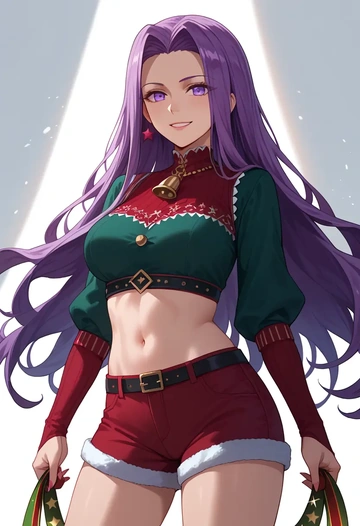 fate_(series),medusa_(rider)_(fate),Christmas,red velvet shorts  - AI generated anime art