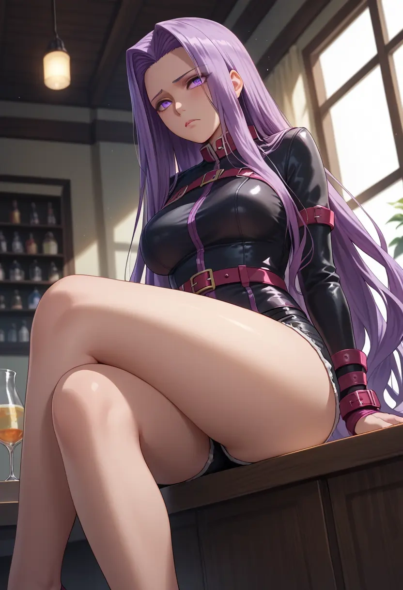 fate_(series),medusa_(rider)_(fate),leather,shorts  - 