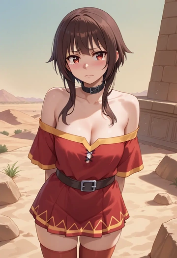 kono_subarashii_sekai_ni_shukufuku_wo,megumin,collar,oversized,Thigh garters  - AI generated anime art