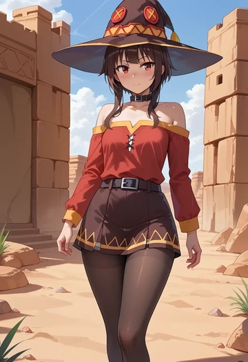 kono_subarashii_sekai_ni_shukufuku_wo,megumin,shorts, pantyhose  - AI generated anime art