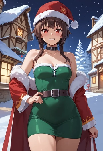 kono_subarashii_sekai_ni_shukufuku_wo,megumin,Christmas,dress  - AI generated anime art