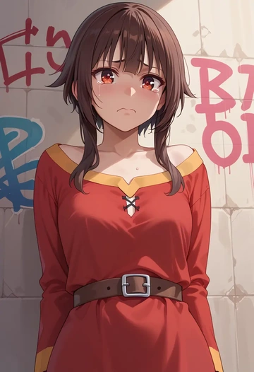 kono_subarashii_sekai_ni_shukufuku_wo,megumin,neon graffiti top,dolphin shorts  - AI generated anime art