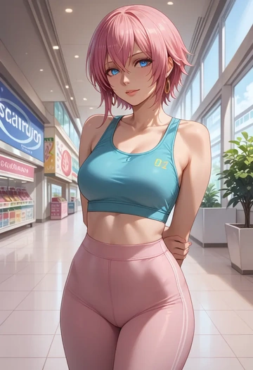 vocaloid,megurine_luka,yoga shorts, bra  - AI generated anime art