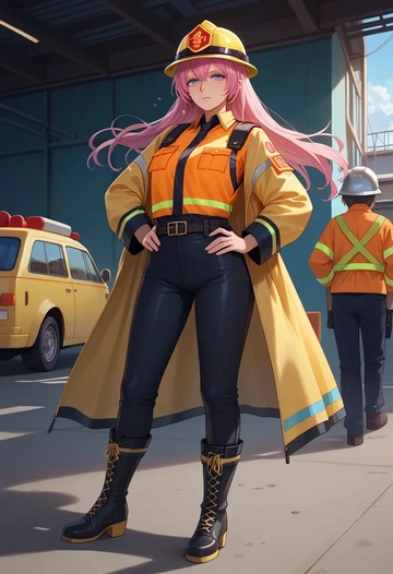 vocaloid,megurine_luka,firefighter  - AI generated anime art