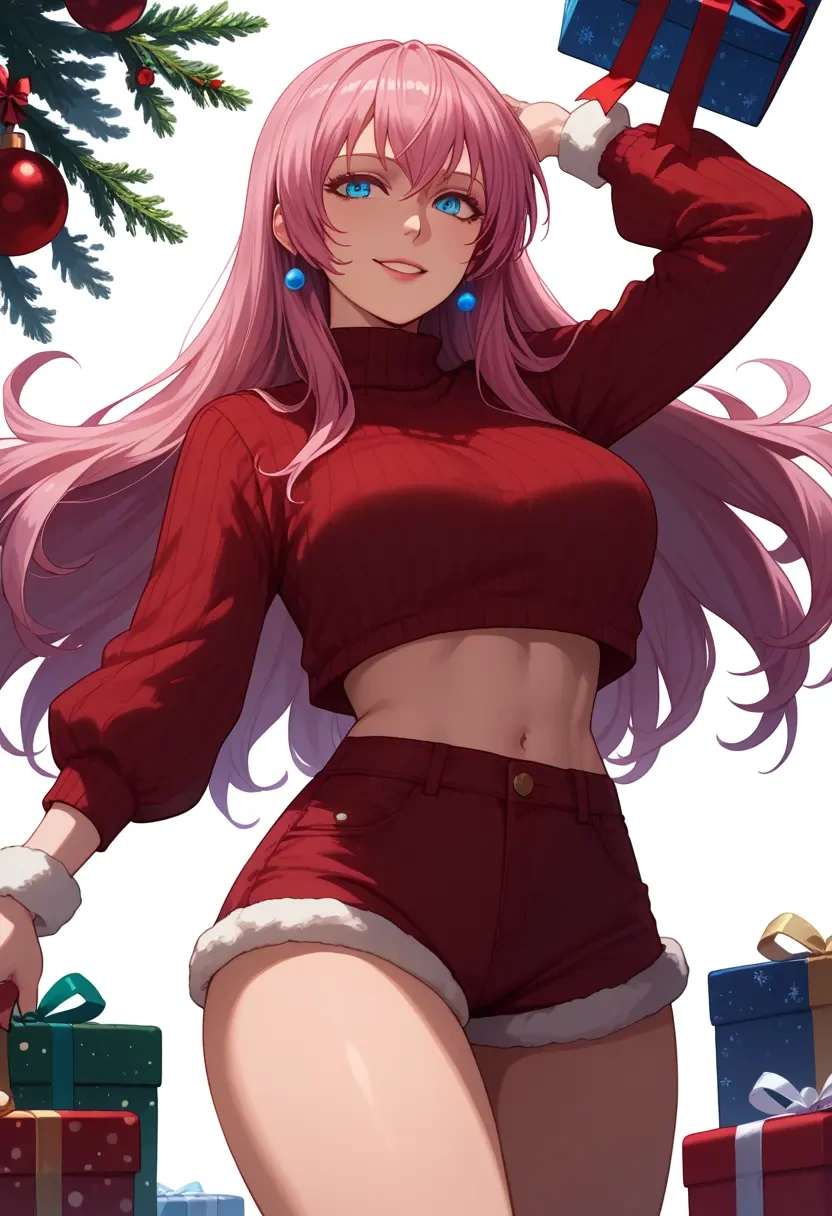 vocaloid,megurine_luka,Christmas,red velvet shorts,turtleneck sweater  - 