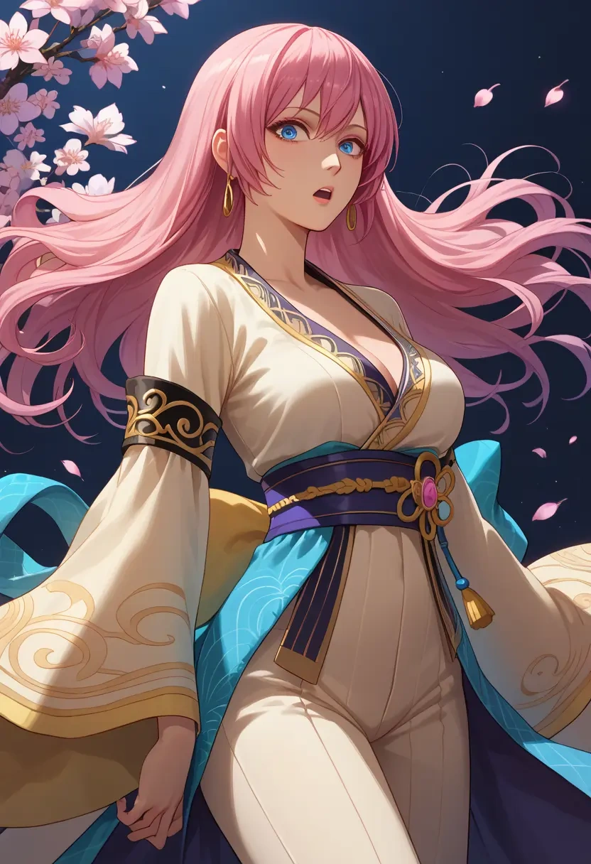 vocaloid,megurine_luka,kimono,silk,wide-leg trousers  - 