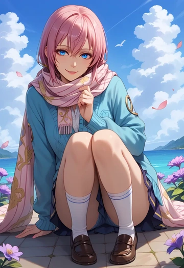 vocaloid,megurine_luka,spring,student uniform,cardigan  - AI generated anime art