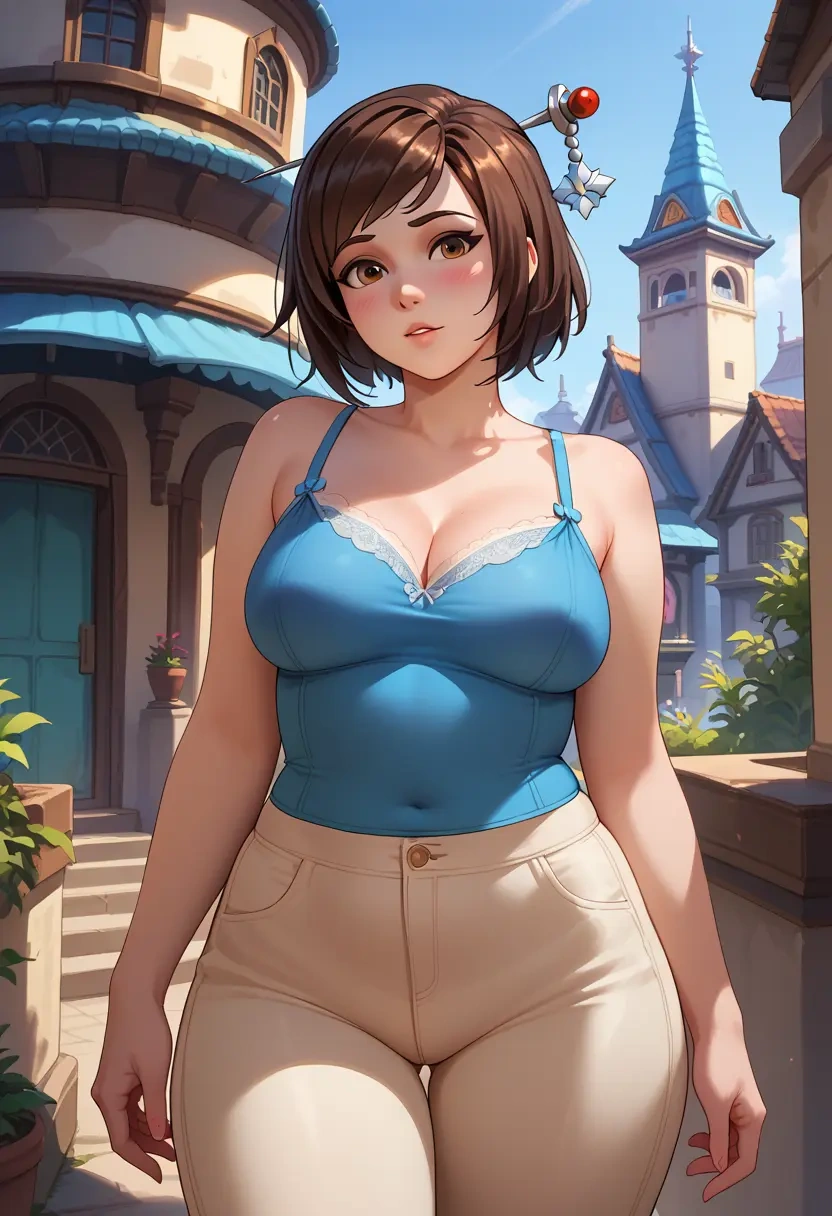 overwatch,mei_(overwatch),pants,wide-leg,strappy top  - 