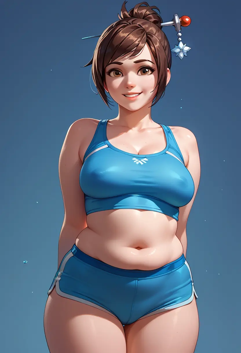 overwatch,mei_(overwatch),tankini top,board shorts  - 