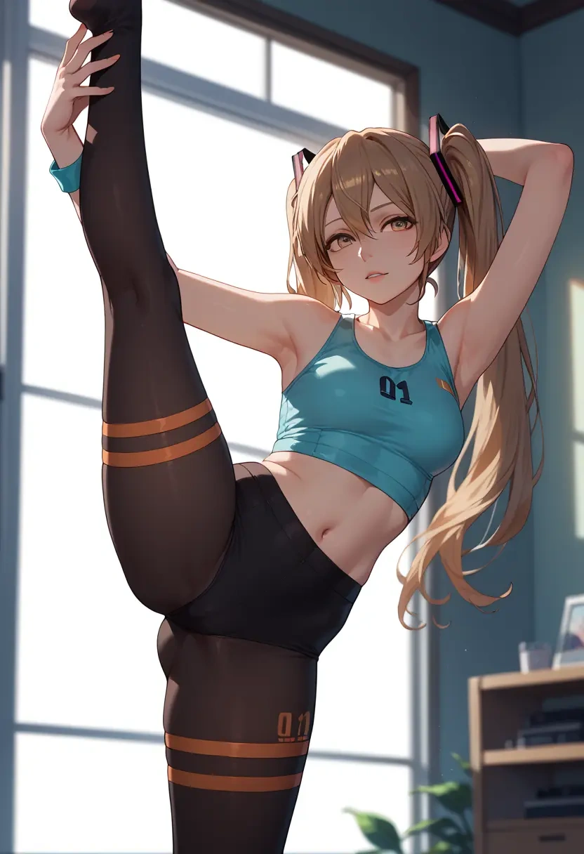 vocaloid,meiko_(vocaloid),yoga, standing split,sexy,  - 