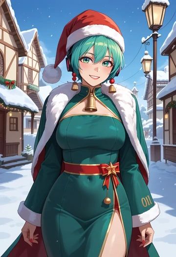 vocaloid,meiko_(vocaloid),Christmas,dress  - AI generated anime art