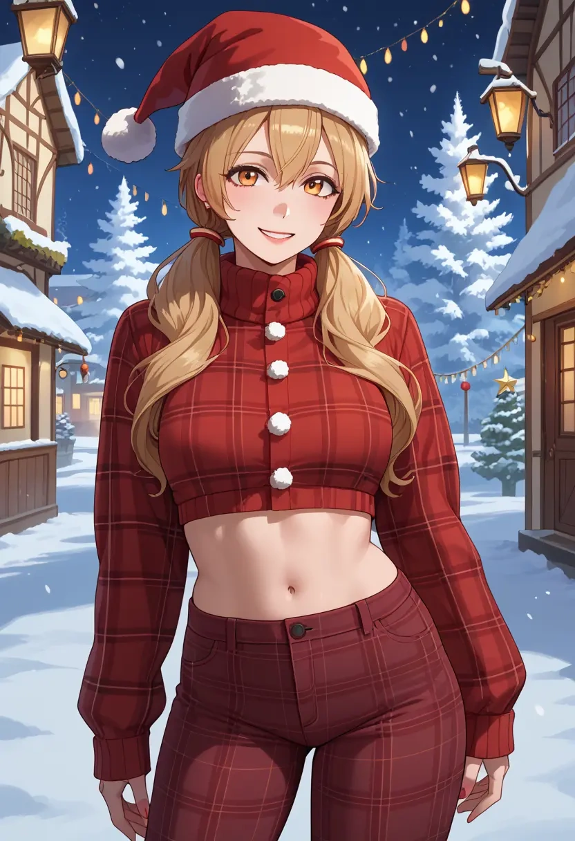 vocaloid,meiko_(vocaloid),Christmas,plaid trousers  - 