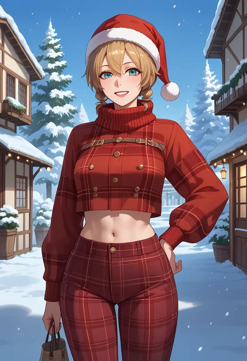 vocaloid,meiko_(vocaloid),Christmas,plaid trousers  - 