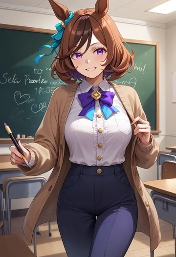 umamusume,meisho_doto_(umamusume),teacher, sweater  - AI generated anime art