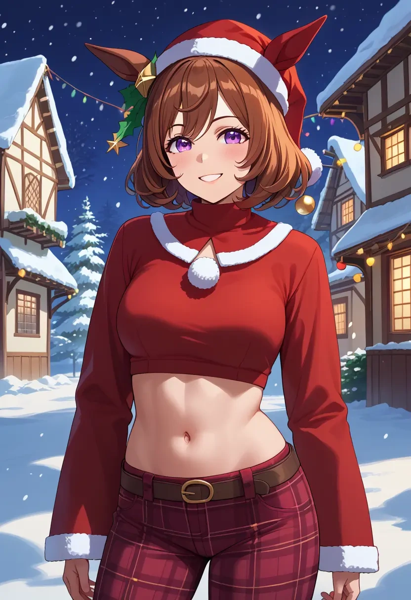 umamusume,meisho_doto_(umamusume),Christmas,plaid trousers  - 