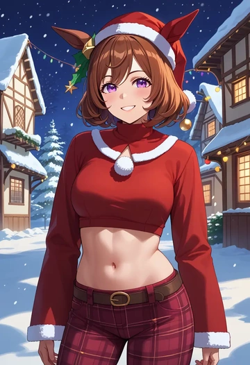 umamusume,meisho_doto_(umamusume),Christmas,plaid trousers  - AI generated anime art