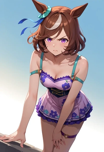 umamusume,meisho_doto_(umamusume),silk slip dress,floral prints  - AI generated anime art