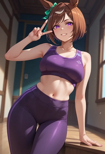 umamusume,mejiro_dober_(umamusume),yoga shorts, bra  - AI generated anime art