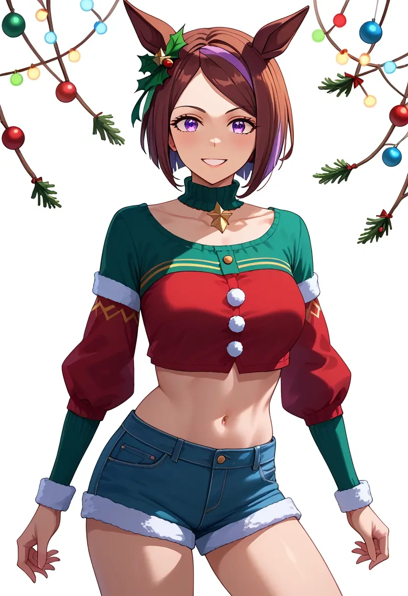 umamusume,mejiro_dober_(umamusume),Christmas,red velvet shorts  - 