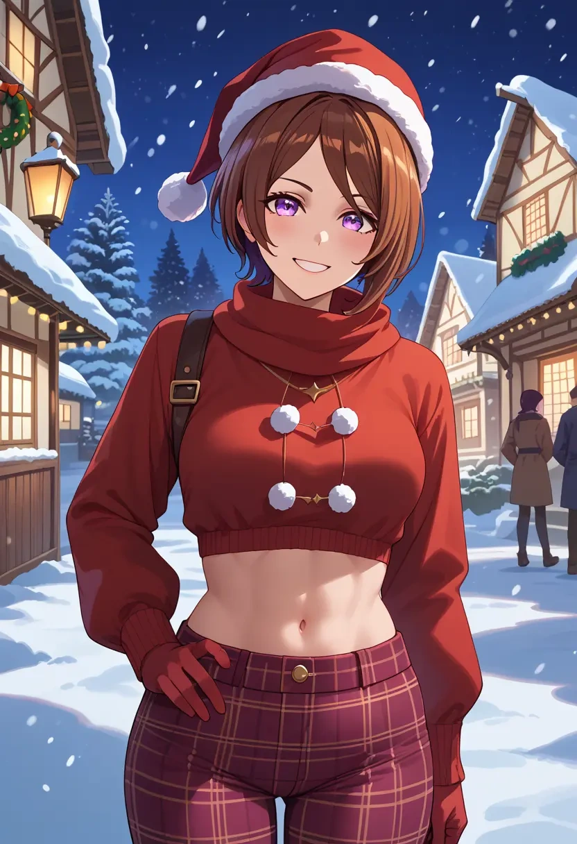 umamusume,mejiro_dober_(umamusume),Christmas,plaid trousers  - 