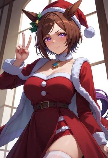 umamusume,mejiro_dober_(umamusume),Christmas,red velvet dress  - AI generated anime art