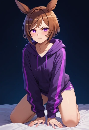 umamusume,mejiro_dober_(umamusume),oversized graphic hoodie,thigh-high socks,shorts  - AI generated anime art