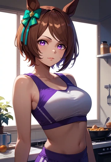 umamusume,mejiro_dober_(umamusume),sports crop,high-waisted shorts  - AI generated anime art