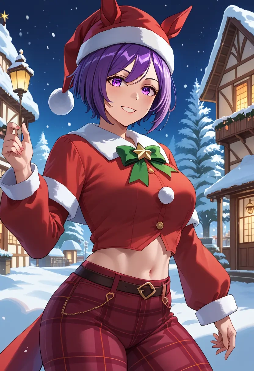 umamusume,mejiro_mcqueen_(umamusume),Christmas,plaid trousers  - 