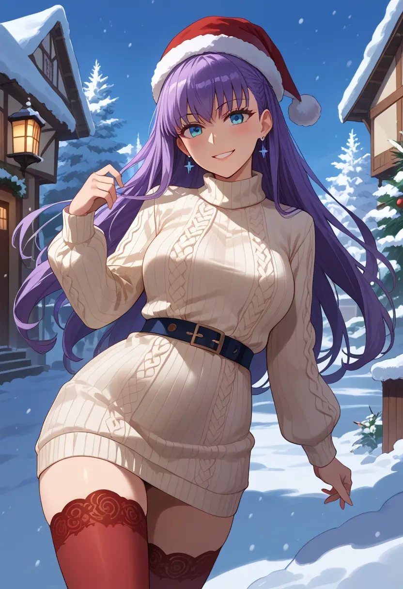 fate_(series),meltryllis_(fate),Christmas,sweater dress,stockings  - 