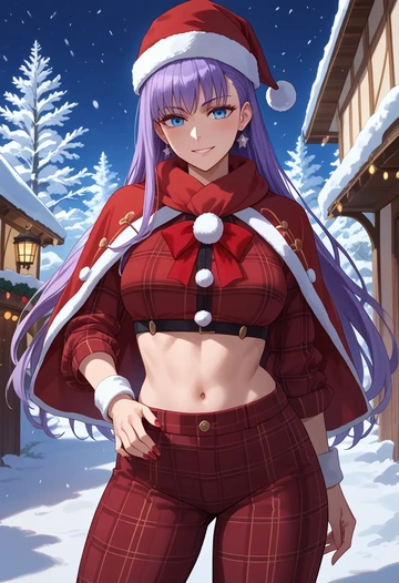 fate_(series),meltryllis_(fate),Christmas,plaid trousers  - AI generated anime art