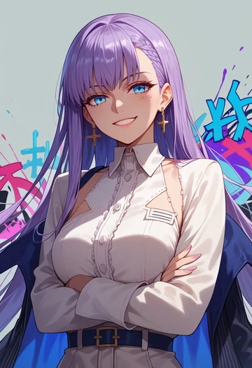 fate_(series),meltryllis_(fate),patchwork graffiti top,dolphin shorts  - AI generated anime art