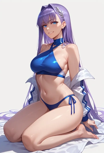 fate_(series),meltryllis_(swimsuit_lancer)_(fate),halter top,track pants  - AI generated anime art