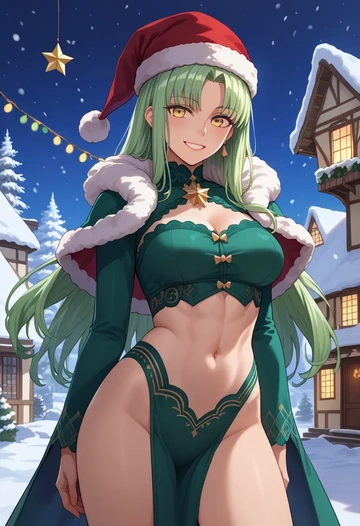 fate_(series),melusine_(fate),Christmas,dress  - AI generated anime art