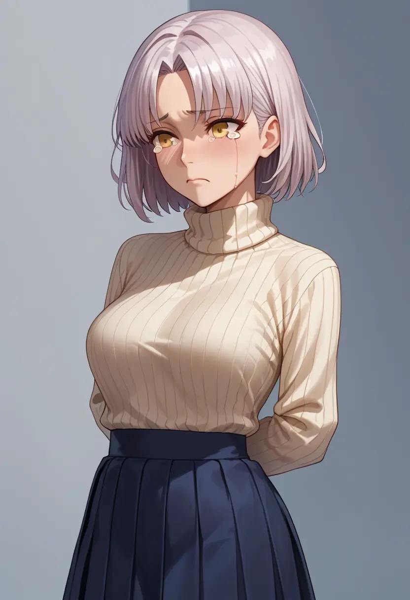 fate_(series),melusine_(fate),skirt,pleated,turtleneck sweater  - 