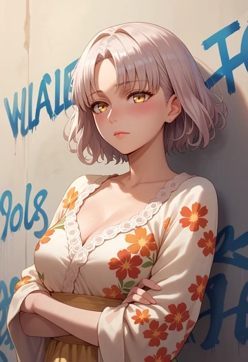 fate_(series),melusine_(fate),floral graffiti blouse,dolphin shorts  - AI generated anime art