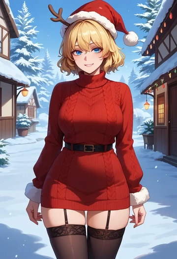 touhou,merlin_prismriver,sweater,stockings,Thigh garters  - AI generated anime art