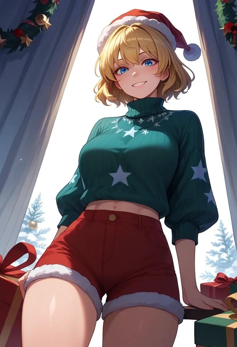 touhou,merlin_prismriver,Christmas,red velvet shorts,turtleneck sweater  - 