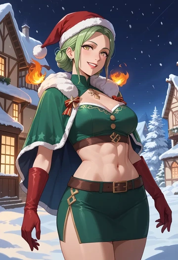 fire_emblem,micaiah_(fire_emblem),Christmas,dress  - AI generated anime art