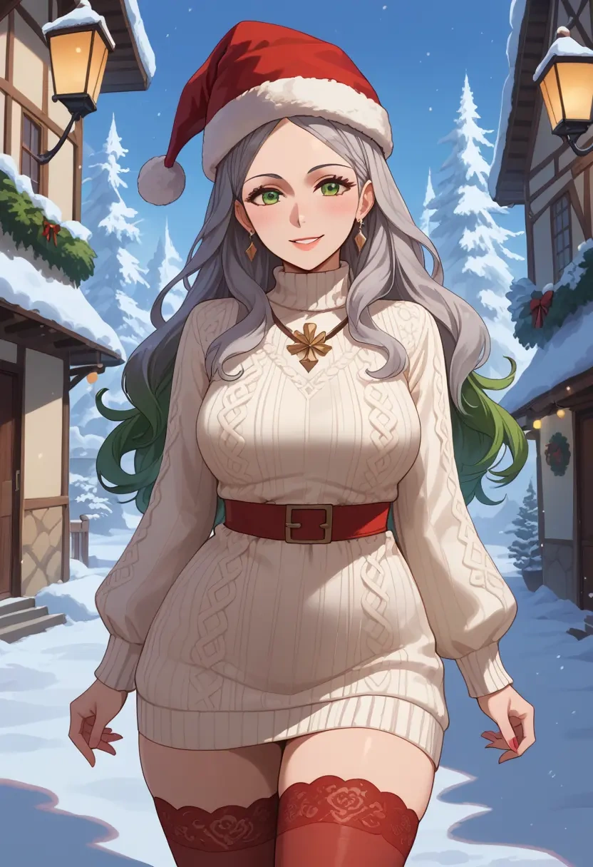 fire_emblem,micaiah_(fire_emblem),Christmas,sweater dress,stockings  - 