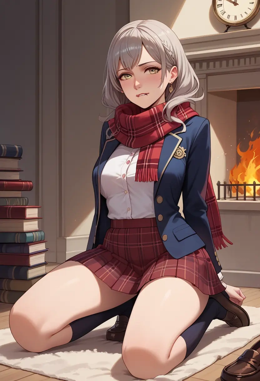 fire_emblem,micaiah_(fire_emblem),winter,student uniform,plaid skirt  - 