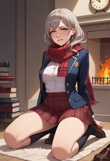 fire_emblem,micaiah_(fire_emblem),winter,student uniform,plaid skirt  - AI generated anime art