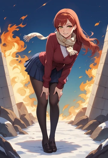 fire_emblem,micaiah_(fire_emblem),winter,student uniform,cardigan  - AI generated anime art