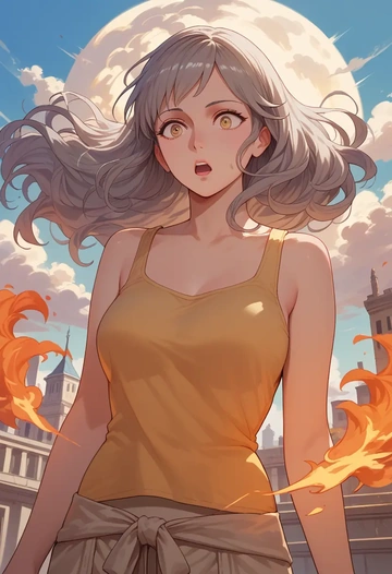 fire_emblem,micaiah_(fire_emblem),tank top,drawstring pants  - AI generated anime art