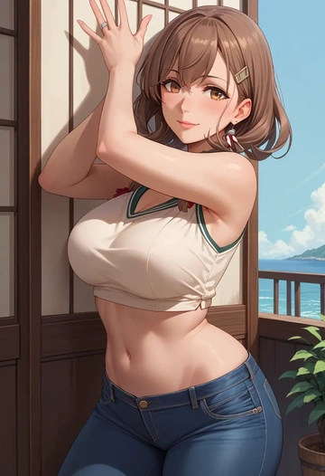 kantai_collection,michishio_(kancolle),crop top  - AI generated anime art