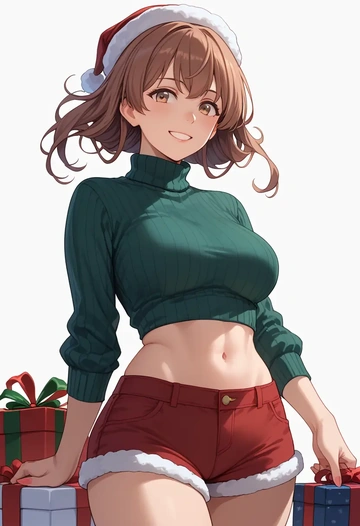 kantai_collection,michishio_(kancolle),Christmas,red velvet shorts,turtleneck sweater  - AI generated anime art