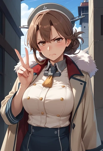 kantai_collection,michishio_(kancolle),coat,fur-collar,tailored trousers  - AI generated anime art